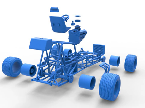 Vintage Dirt Modified stock car Base Version 2 Scale 1 to 25 3D Print Model
