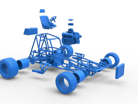 Vintage Dirt Modified stock car Base Version 2 Scale 1 to 25 Modelo de impresión 3D