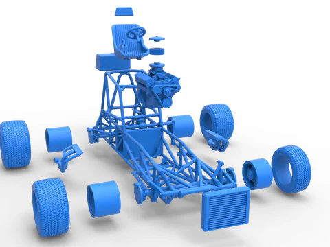 Vintage Dirt Modified stock car Base Version 2 Scale 1 to 25 3D Print Model