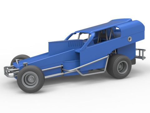 Vintage Dirt Modified stock car Version 2 while turning Scale 1 to 25 Modèles 3D en vedette