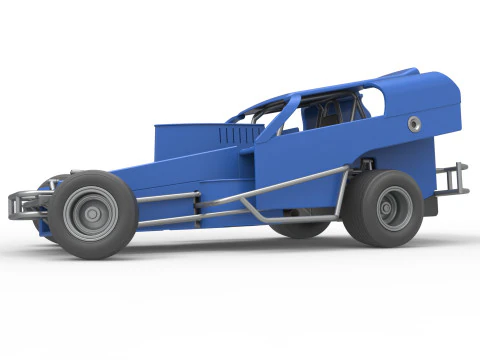 Vintage Dirt Modified stock car Version 2 while turning Scale 1 to 25 3D Print Model