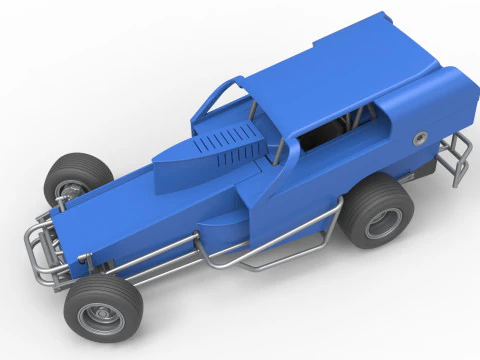 Vintage Dirt Modified stock car Version 2 while turning Scale 1 to 25 3D Print Model