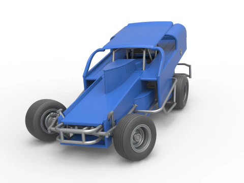 Vintage Dirt Modified stock car Version 2 while turning Scale 1 to 25 3D Print Model