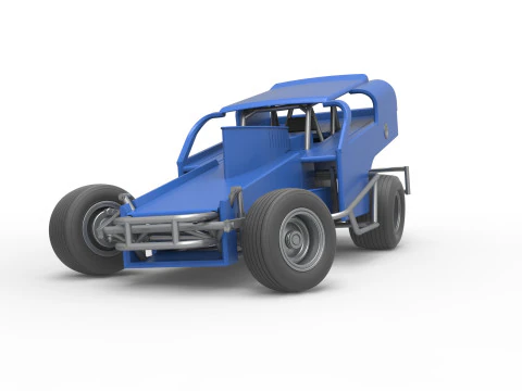 Vintage Dirt Modified stock car Version 2 while turning Scale 1 to 25 3D Print Model