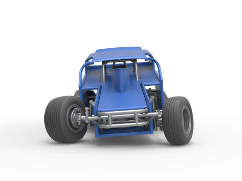 Vintage Dirt Modified stock car Version 2 while turning Scale 1 to 25 3D Print Model