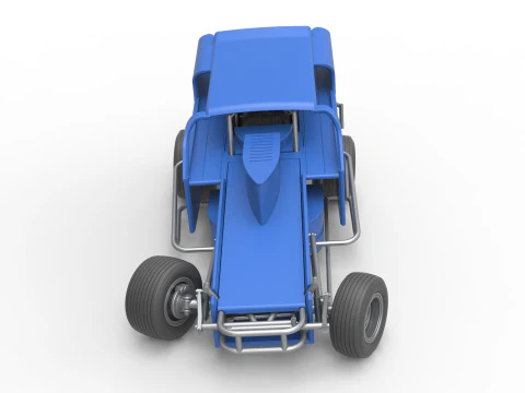 Vintage Dirt Modified stock car Version 2 while turning Scale 1 to 25 3D Print Model