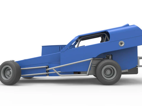 Vintage Dirt Modified stock car Version 2 while turning Scale 1 to 25 3D Print Model