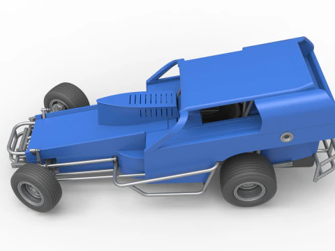 Vintage Dirt Modified stock car Version 2 while turning Scale 1 to 25 3D Print Model