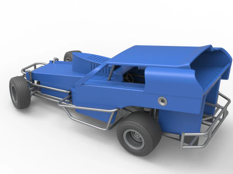Vintage Dirt Modified stock car Version 2 while turning Scale 1 to 25 3D Print Model