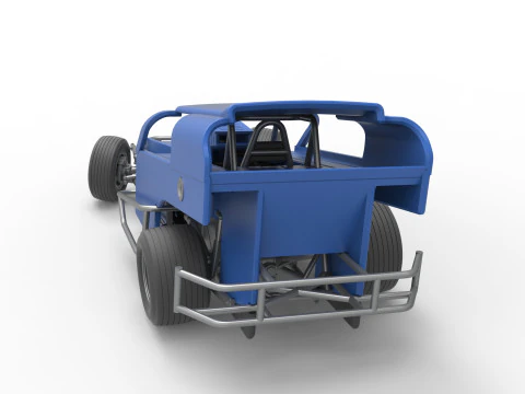 Vintage Dirt Modified stock car Version 2 while turning Scale 1 to 25 3D Print Model