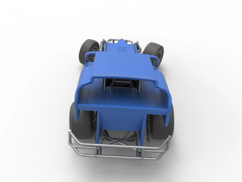 Vintage Dirt Modified stock car Version 2 while turning Scale 1 to 25 3D Print Model