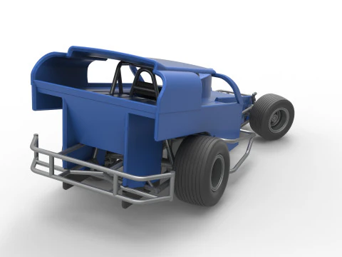 Vintage Dirt Modified stock car Version 2 while turning Scale 1 to 25 3D Print Model