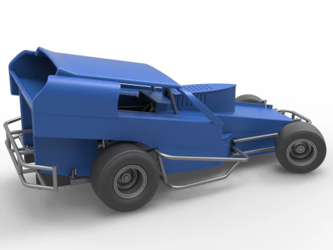 Vintage Dirt Modified stock car Version 2 while turning Scale 1 to 25 3D Print Model