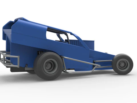 Vintage Dirt Modified stock car Version 2 while turning Scale 1 to 25 3D Print Model