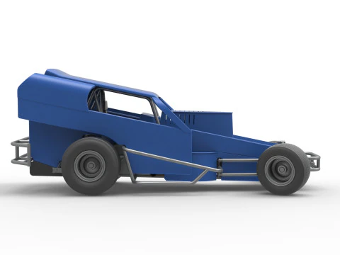Vintage Dirt Modified stock car Version 2 while turning Scale 1 to 25 3D Print Model