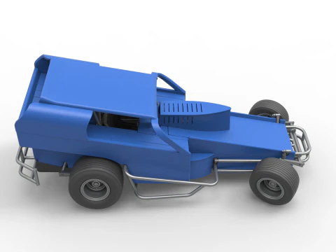 Vintage Dirt Modified stock car Version 2 while turning Scale 1 to 25 3D Print Model