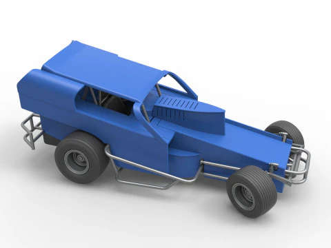 Vintage Dirt Modified stock car Version 2 while turning Scale 1 to 25 3D Print Model