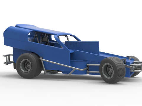 Vintage Dirt Modified stock car Version 2 while turning Scale 1 to 25 3D Print Model