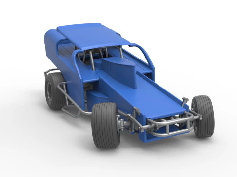 Vintage Dirt Modified stock car Version 2 while turning Scale 1 to 25 3D Print Model