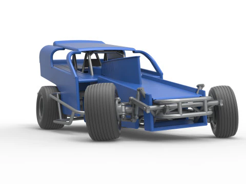 Vintage Dirt Modified stock car Version 2 while turning Scale 1 to 25 3D Print Model