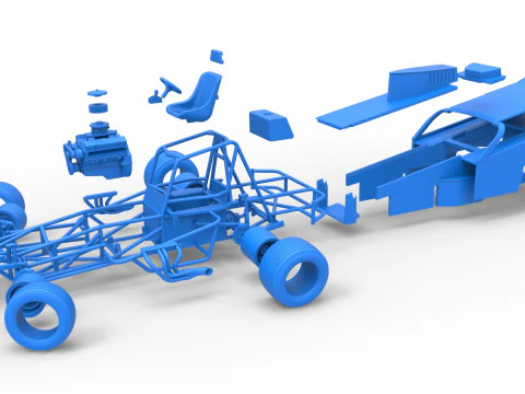 Vintage Dirt Modified stock car Version 2 while turning Scale 1 to 25 3D Print Model