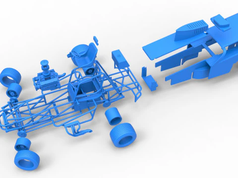 Vintage Dirt Modified stock car Version 2 while turning Scale 1 to 25 3D Print Model