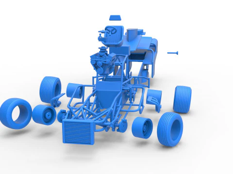 Vintage Dirt Modified stock car Version 2 while turning Scale 1 to 25 3D Print Model