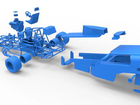 Vintage Dirt Modified stock car Version 2 while turning Scale 1 to 25 3D Print Model