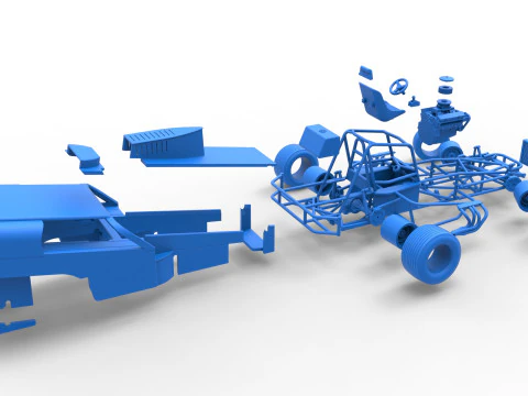 Vintage Dirt Modified stock car Version 2 while turning Scale 1 to 25 3D Print Model