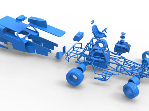 Vintage Dirt Modified stock car Version 2 while turning Scale 1 to 25 3D Print Model