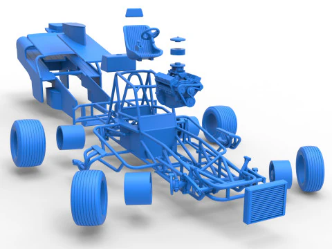 Vintage Dirt Modified stock car Version 2 while turning Scale 1 to 25 3D Print Model