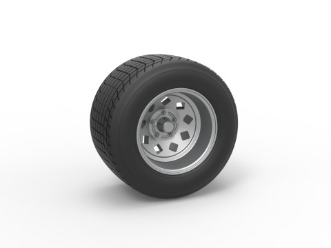 Wheel of Vintage Dirt race car V3 Scale 1 to 25 3D Print Model