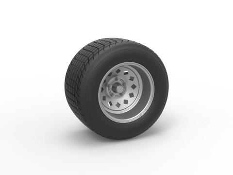 Wheel of Vintage Dirt race car V4 Scale 1 to 25 3D Print Model
