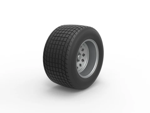 Wheel of Vintage Dirt race car V4 Scale 1 to 25 3D Print Model