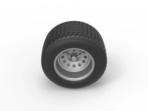 Wheel of Vintage Dirt race car V4 Scale 1 to 25 3D Print Model
