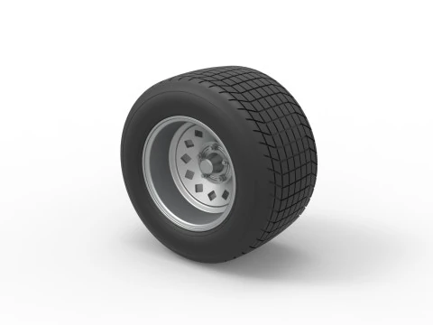 Wheel of Vintage Dirt race car V4 Scale 1 to 25 3D Print Model