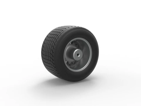Wheel of Vintage Dirt race car V4 Scale 1 to 25 3D Print Model