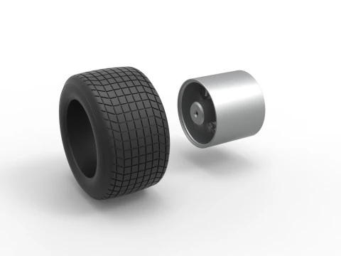 Wheel of Vintage Dirt race car V4 Scale 1 to 25 3D Print Model