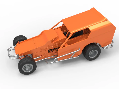 Vintage Dirt Modified stock car Version 3 Scale 1 to 25 3D Print Model