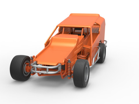 Vintage Dirt Modified stock car Version 3 Scale 1 to 25 3Dプリントモデル