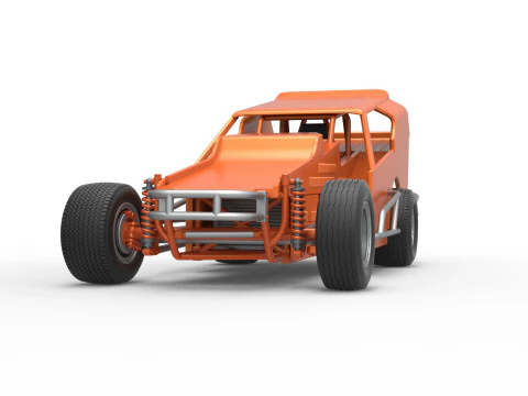 Vintage Dirt Modified stock car Version 3 Scale 1 to 25 3D Print Model