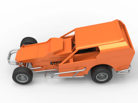 Vintage Dirt Modified stock car Version 3 Scale 1 to 25 3D Print Model