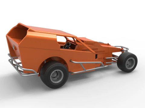 Vintage Dirt Modified stock car Version 3 Scale 1 to 25 3D Print Model