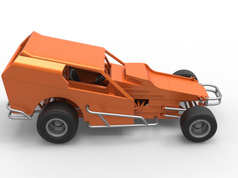 Vintage Dirt Modified stock car Version 3 Scale 1 to 25 3Dプリントモデル