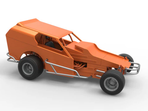 Vintage Dirt Modified stock car Version 3 Scale 1 to 25 3D Print Model