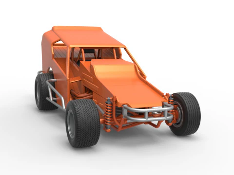 Vintage Dirt Modified stock car Version 3 Scale 1 to 25 3D Print Model