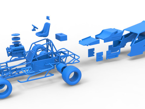 Vintage Dirt Modified stock car Version 3 Scale 1 to 25 3Dプリントモデル
