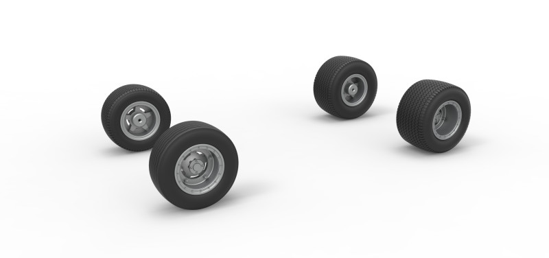 Wheel set of Northeast Dirt Modified stock car Version 3 Scale 1 to 25 3D 프린트 모델 .c4d .max .obj .3ds .fbx .stl .blend