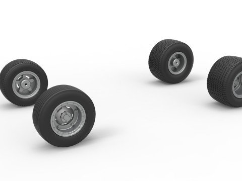 Wheel set of Northeast Dirt Modified stock car Version 3 Scale 1 to 25 Modelo de impresión 3D