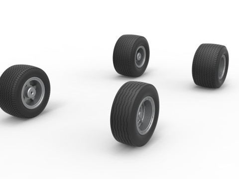 Wheel set of Northeast Dirt Modified stock car Version 3 Scale 1 to 25 3D 프린트 모델